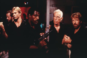 James junto a Lee Marvin y Chuck Norris en "Delta Force".