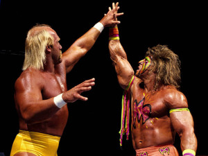 Ultimate Warrior frente a Hulk Hogan en WrestleMania VI.