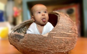 La reacción de mi hijo al preguntarle si le molaba el coconut.